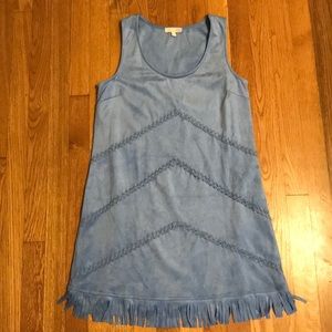 Gianni Bini blue suede fringe dress NEW